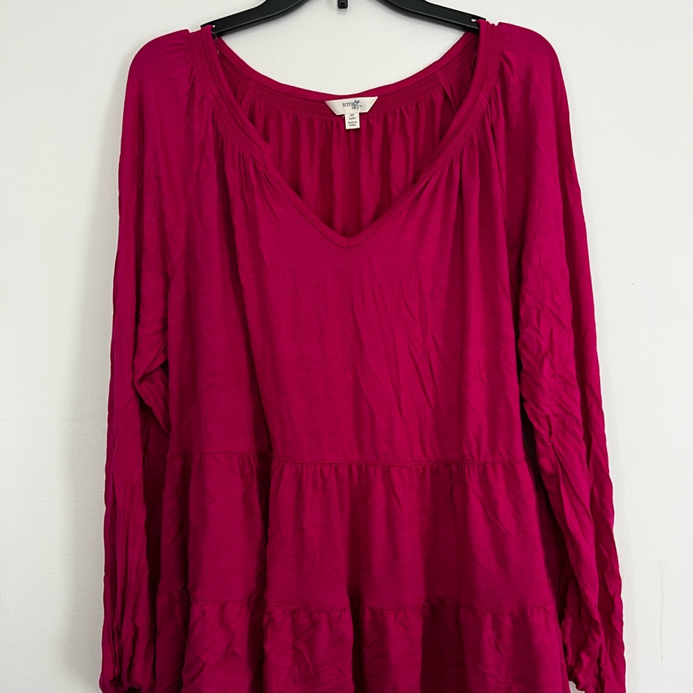 Pink ruffle top